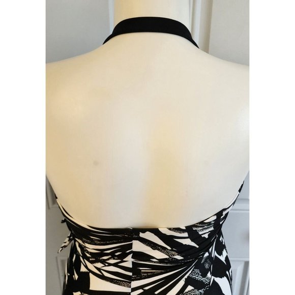 Maxine Of Hollywood Halter Neck Skirted Front One Piece Swimsuit Tropical Sz 10 - Picture 9 of 15